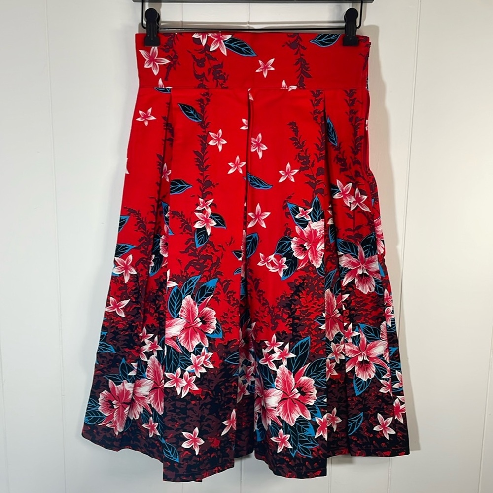 Deadly Dames Pinup Girl Clothing luau pleated floral tropical skirt